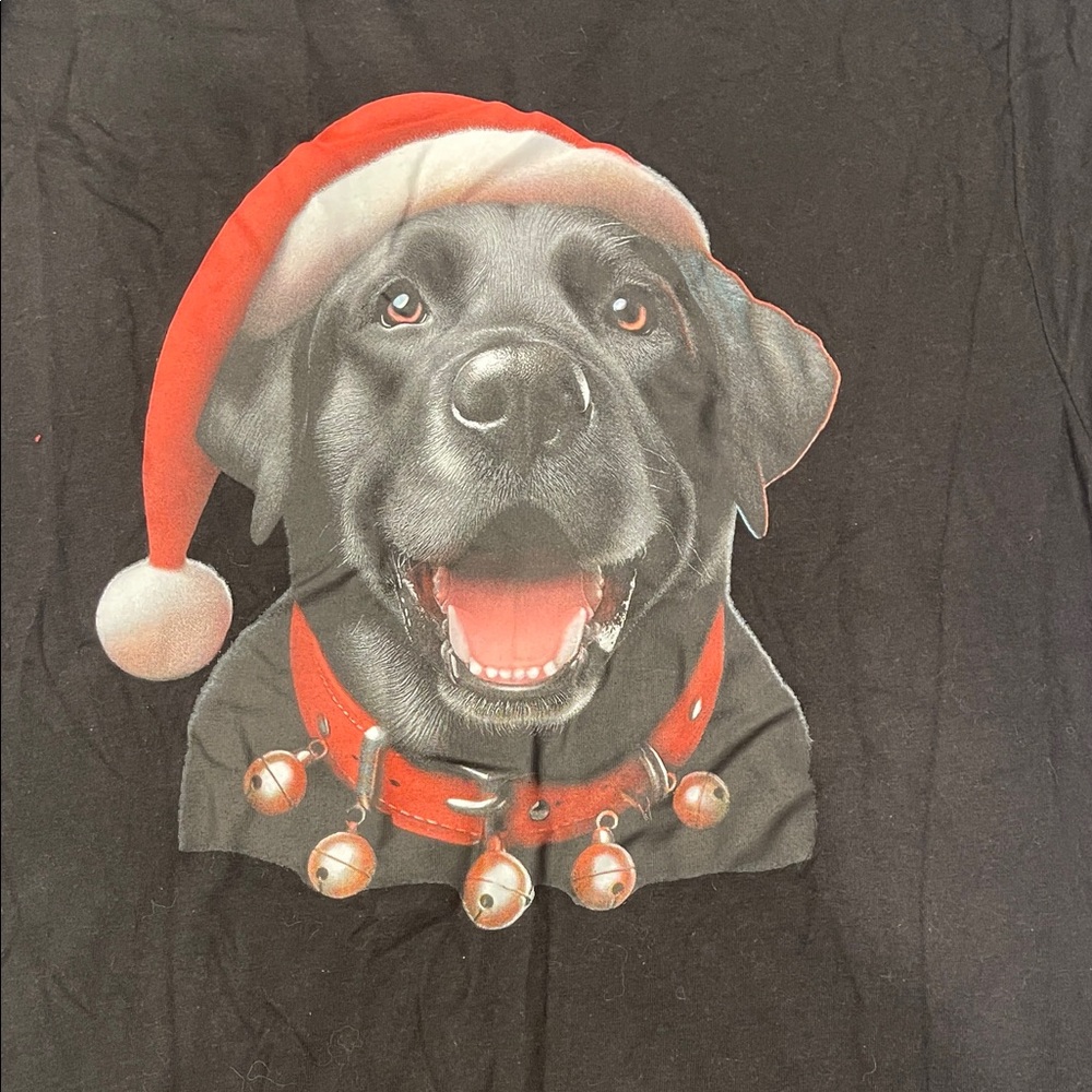 Festive Black Lab Dog T-Shirt with Red Accents nwt men’s small
